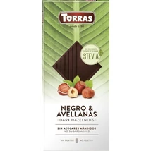 Torras Stevia Mogyorós hozzáadott cukormentes étcsokoládé (gluténmentes, tejmentes) 125 g