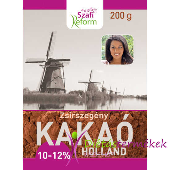 Szafi Reform Zsírszegény holland kakaópor (10-12% kakaóvaj tartalom) 200 g