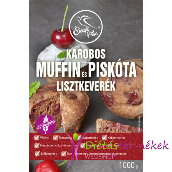 Szafi Free Karobos muffin és piskóta lisztkeverék 1000 g (gluténmentes, tejmentes, tojásmentes, maglisztmentes, zsírszegény, vegán)