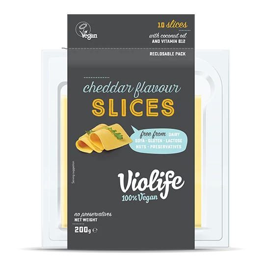 Violife vegán cheddar ízesítésű szeletek 200g