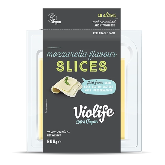 Violife vegán mozzarella ízesítésű szeletek 200g