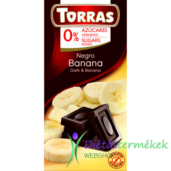 Torras Banános étcsokoládé hozzáadott cukor nélkül 75 g