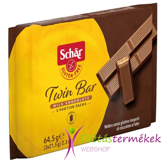 Schär Twin Bar - gluténmentes tejcsokoládéval bevont ropogós ostya 64,5 g