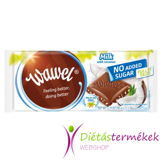 Wawel hozzáadott cukormentes tejcsokoládé kókusszal 100 g