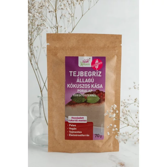 Szafi Reform tejbegríz állagú kókuszos kása poralap édesítőszerrel  70 g (paleo, vegán, gluténmentes, tejmentes)