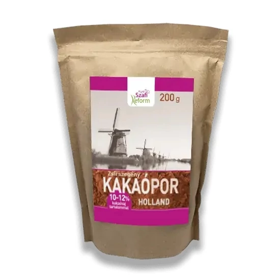 Szafi Reform Zsírszegény holland kakaópor (10-12% kakaóvaj tartalom) 200 g